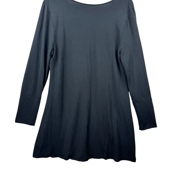 Soma Nightgown Women XL Black V-Neck Long Sleeve Stretch Relaxed - Picture 3 of 10